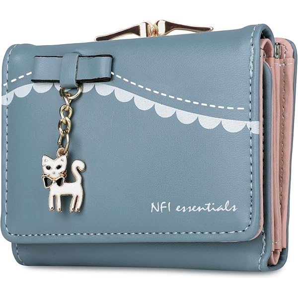 Buy Alexvyan Grey Cat Small Tri-Fold Women's Purse Wallet Card